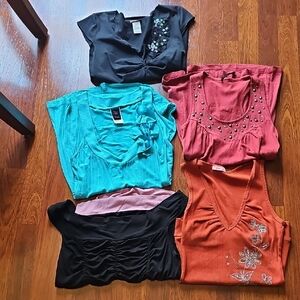 Stylish Women's Tops Collection - Black, Teal, Red, Orange